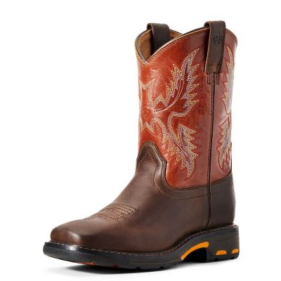 Ariat WorkHog Koyu Kahverengi / Bakır Western Csizma Çocuk (27447-425)